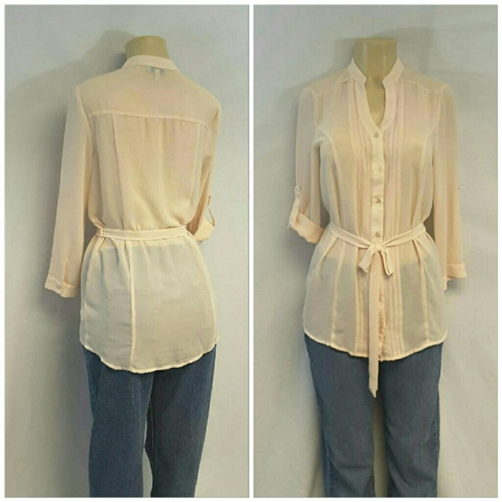 SUGAR MINT, Sheer, Blush, Fitted Top, size Medium - Picture 5 of 8